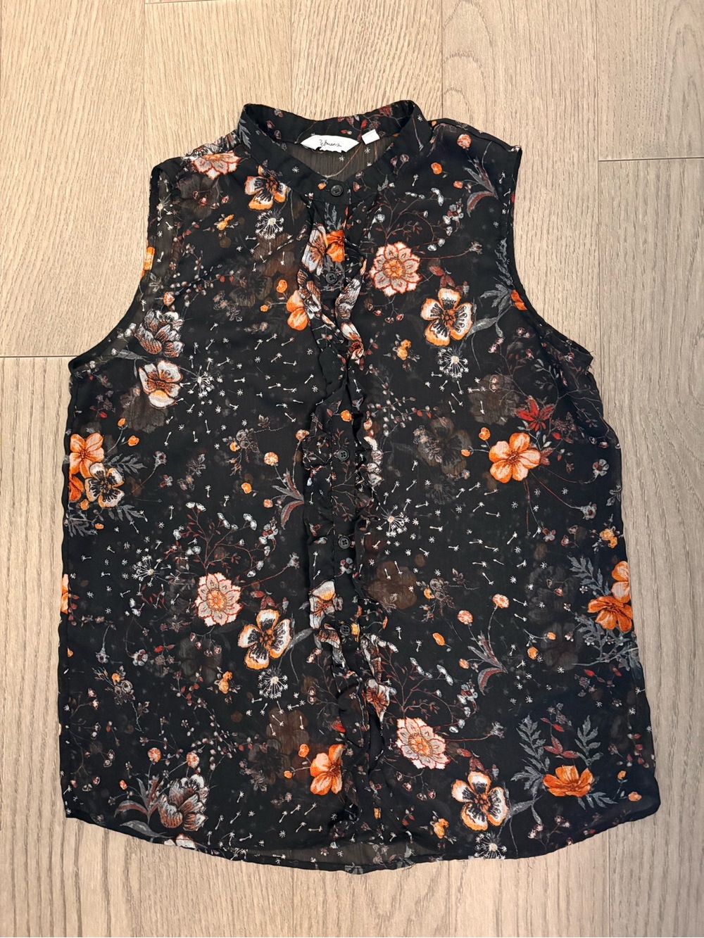 Reitmans Sheer floral button up blouse